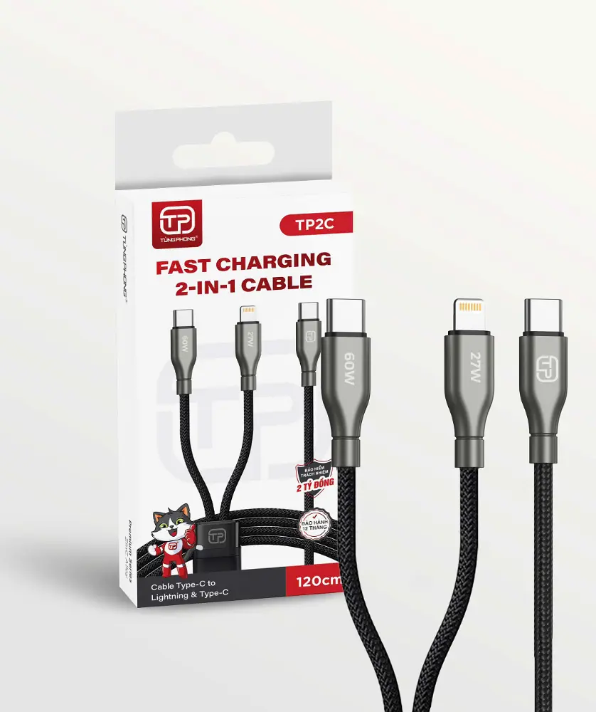 Cáp sạc 2 đầu Type C to Type C & Linghtning